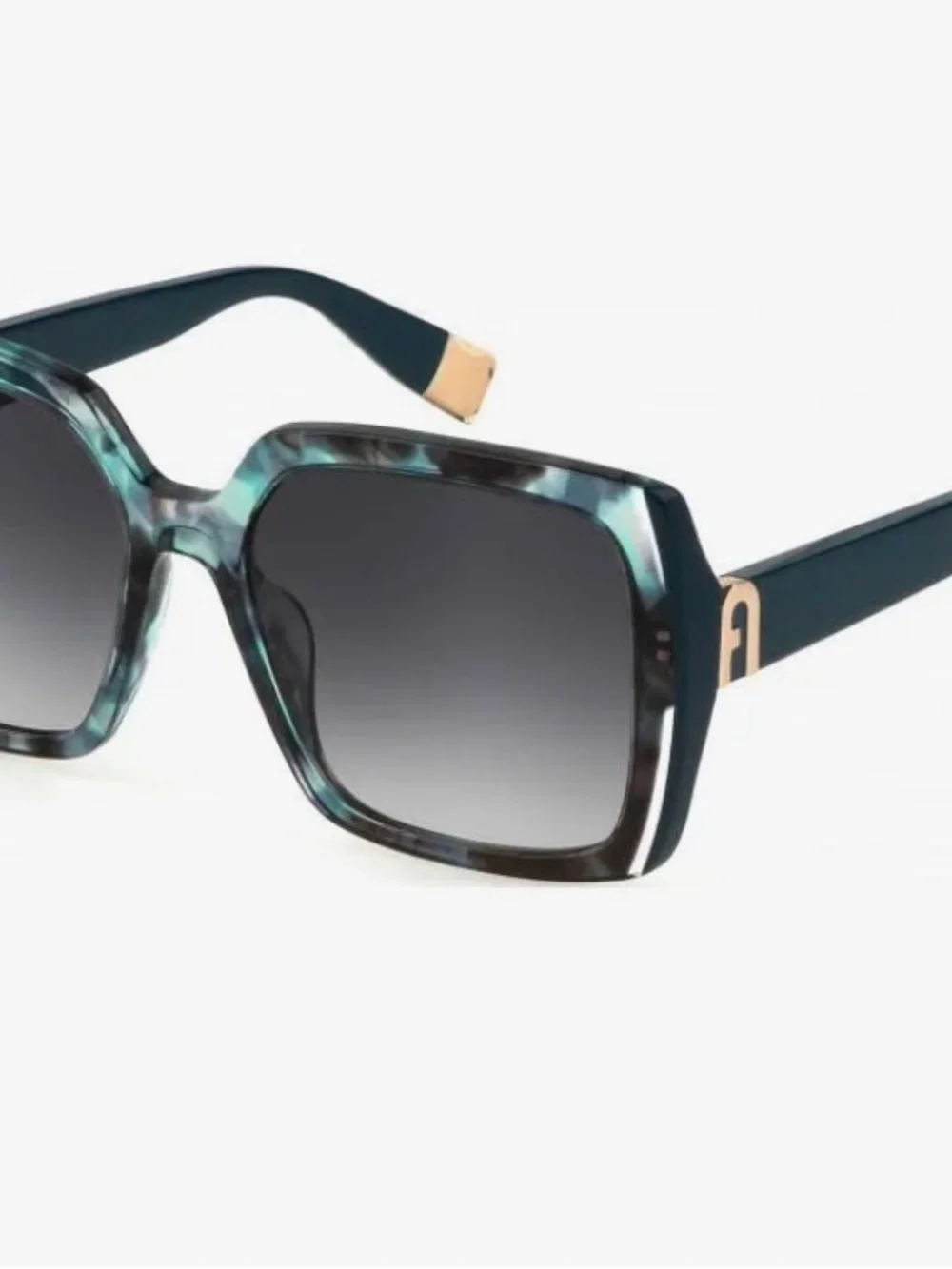 Furla Blue Tortoiseshell Cat-Eye Sunglasses with Purple Gradient Lenses